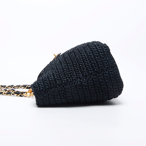 Chanel Chanel Nr. 10 Basketbag Kette Coco Mark Raffia Handtasche Navy WS11732