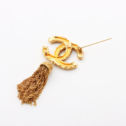CHANEL 93A 1993 Magma Fringe Brooch gold WS11744