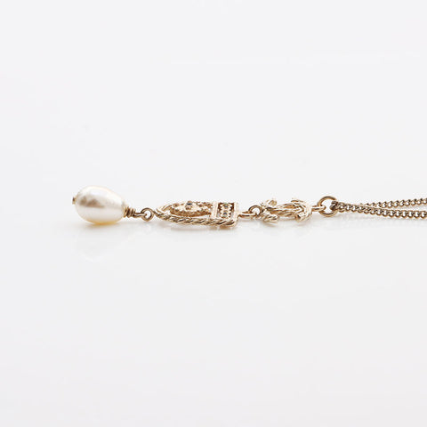 CHANEL B15B 2015 COCO Mark Pearl Necklace gold WS11746