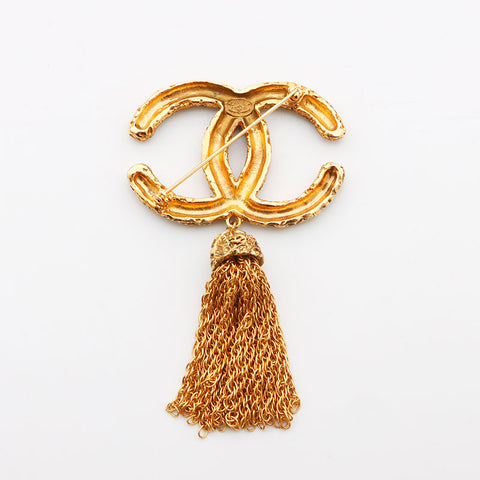 CHANEL 93 岩浆流苏胸针 金色 WS11749