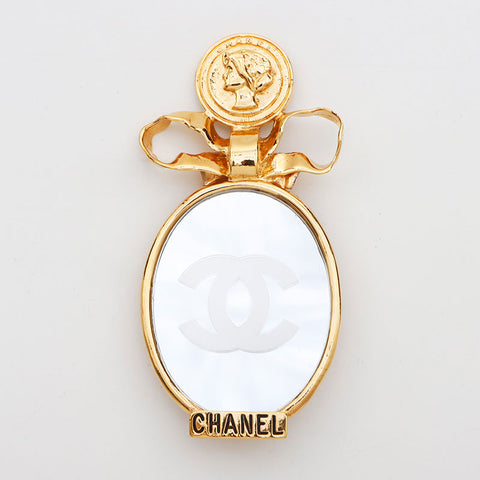 Chanel Coco Mark Mirror Brooch Gold WS11756