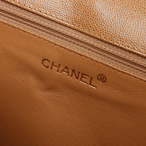 CHANEL COCO Mark Caviar Skin Trapezoid Shoulder Bag beige WS11759