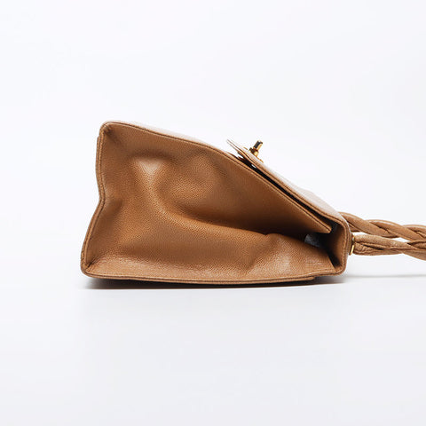 香奈儿可可标记鱼子酱皮肤梯形肩袋米色WS11759