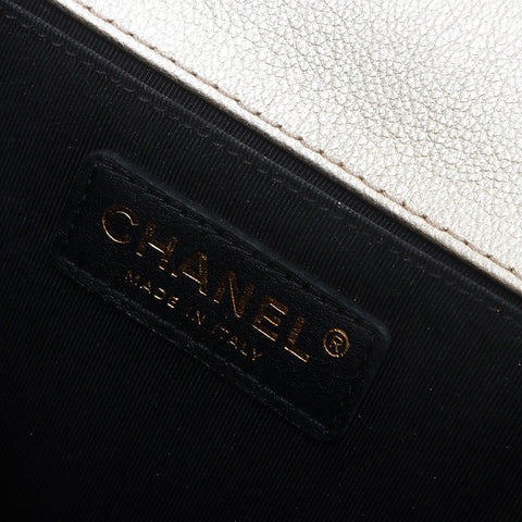 Chanel Chanel n ° 21 Boy Chanel en cuir Chain Sac à bandoulière Gold Black WS11762