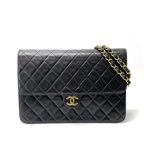 Chanel Chanel Matelasse Coco -Mark -Umhängetasche Leder schwarz WS1177