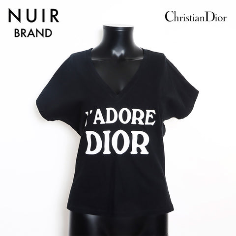 クリスチャンディオール Christian Dior Size:44 J'ADORE DIOR コットン ノースリーブ ロゴ 半袖Ｔシャツ ブラック WS11782