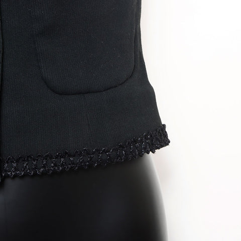 CHANEL Size:36 1990s cotton camellia button skirt setup black WS11786