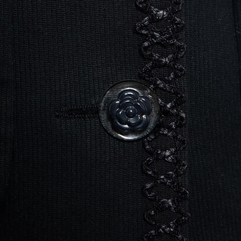 CHANEL Size:36 1990s cotton camellia button skirt setup black WS11786