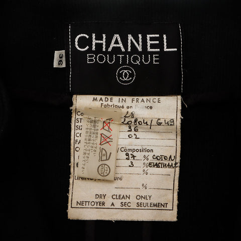 CHANEL Size:36 1990s cotton camellia button skirt setup black WS11786