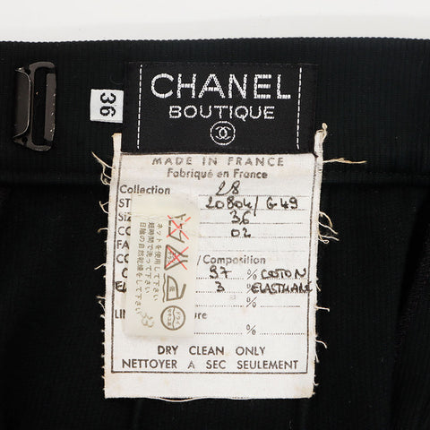 CHANEL Size:36 1990s cotton camellia button skirt setup black WS11786