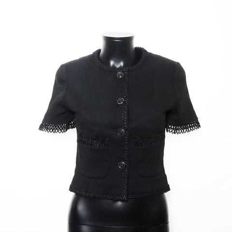 CHANEL Size:36 1990s cotton camellia button skirt setup black WS11786