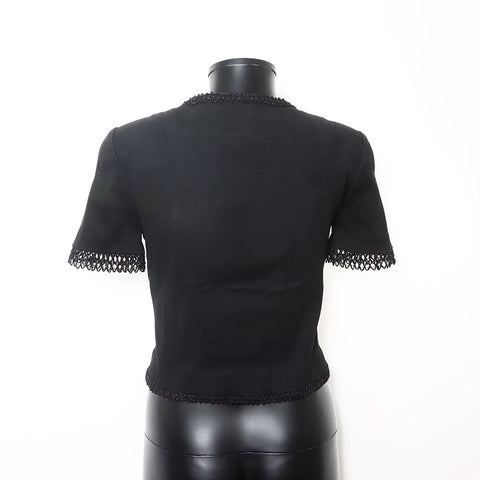 CHANEL Size:36 1990s cotton camellia button skirt setup black WS11786