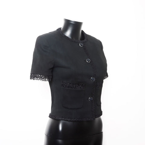 CHANEL Size:36 1990s cotton camellia button skirt setup black WS11786