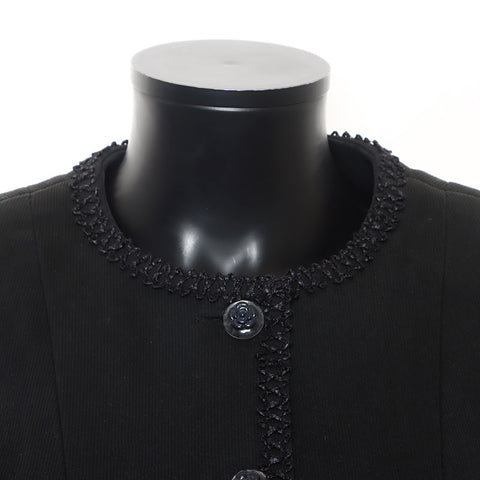 CHANEL Size:36 1990s cotton camellia button skirt setup black WS11786