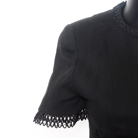 CHANEL Size:36 1990s cotton camellia button skirt setup black WS11786