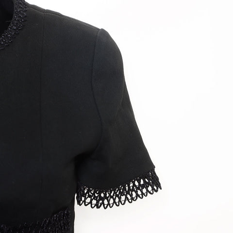 CHANEL Size:36 1990s cotton camellia button skirt setup black WS11786