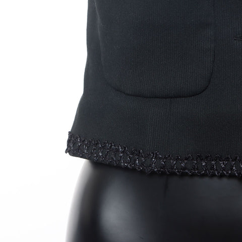 CHANEL Size:36 1990s cotton camellia button skirt setup black WS11786