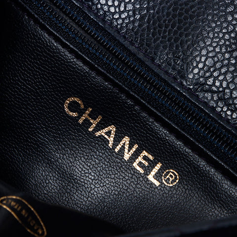 CHANEL Mini CaviSkin Matelasse Chain Shoulder Bag Navy WS11791