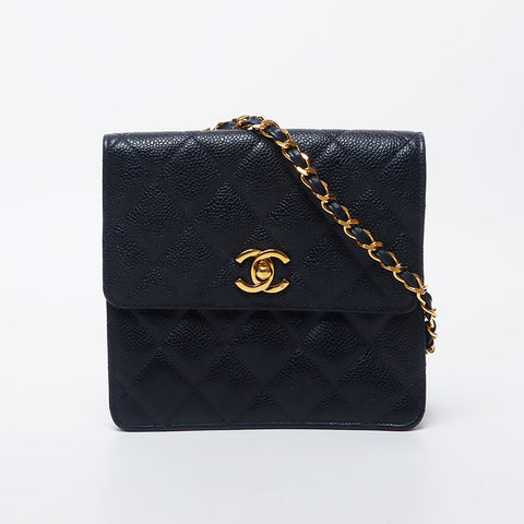 Chanel Mini Cabiskin Matelasse连锁肩袋海军WS11791