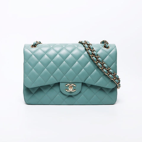 CHANEL Matelasse 30 IC Plate Double Flap Double Chain Shoulder Bag green WS11808