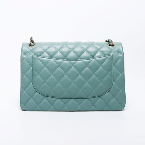 CHANEL Matelasse 30 IC Plate Double Flap Double Chain Shoulder Bag green WS11808