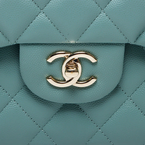 Chanel Matelasse 30 IC双挡块双链双链肩袋绿色WS11808