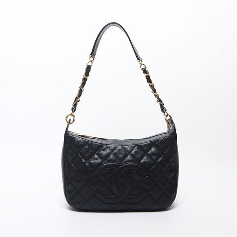 Chanel Chanel Deka Coco Mark Matelasse肩带黑色WS11810