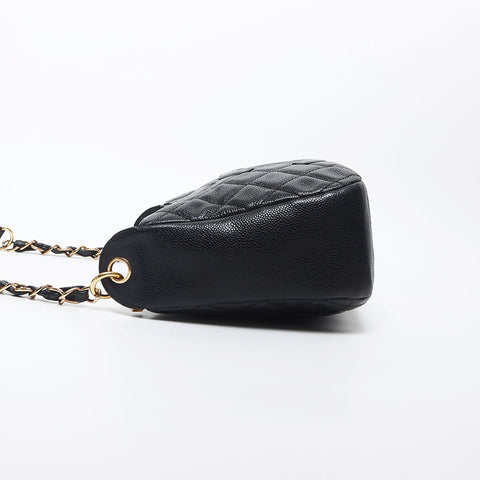 Chanel Chanel Deka Coco Mark Matelasse肩带黑色WS11810