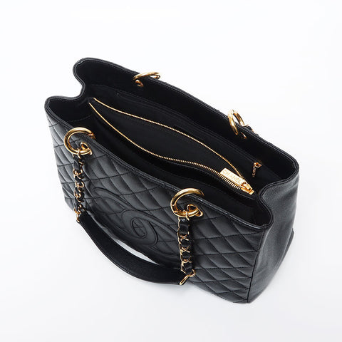 Chanel Chanel Deka Coco Mark Chain Tote Bag Black WS11811