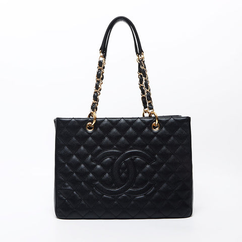 Chanel Chanel Deka Coco Mark Chain Tote Bag Black WS11811