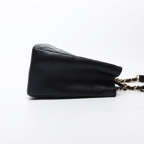 Chanel Chanel Deka Coco Mark Chain Tote Bag Black WS11811