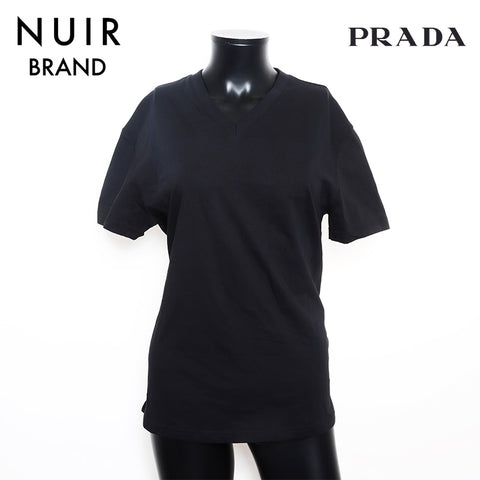 プラダ PRADA Size:S コットン Vネック 半袖Ｔシャツ ブラック WS11820