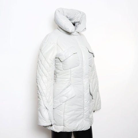 Celine -Größe: 36 gepolsterte Macadam -Stichdown -Mantel Triomphe Jacke grau WS11821