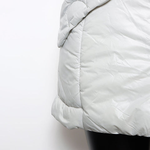 Celine -Größe: 36 gepolsterte Macadam -Stichdown -Mantel Triomphe Jacke grau WS11821