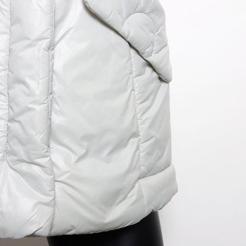 Celine -Größe: 36 gepolsterte Macadam -Stichdown -Mantel Triomphe Jacke grau WS11821