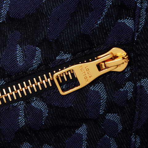 Louis Vuitton Louis Vuitton Größe: 36 Leopard Zip-up-Baumwollkleid Blau WS11822