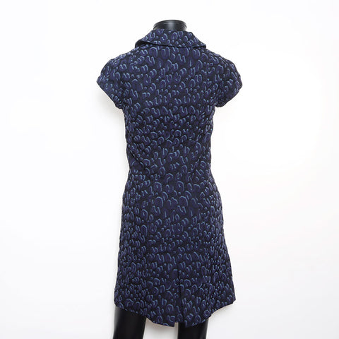 Louis Vuitton Louis Vuitton Größe: 36 Leopard Zip-up-Baumwollkleid Blau WS11822