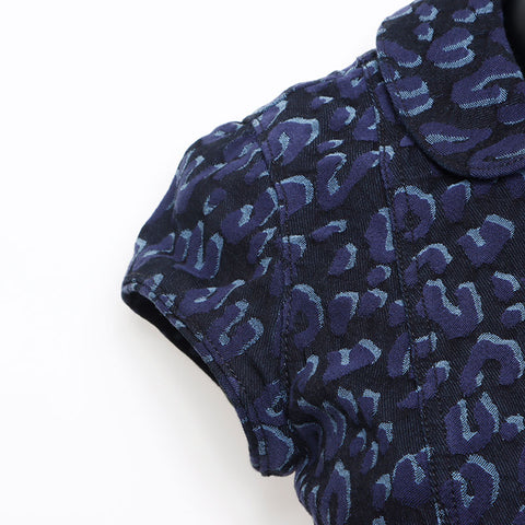 Louis Vuitton Louis Vuitton Größe: 36 Leopard Zip-up-Baumwollkleid Blau WS11822