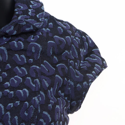 Louis Vuitton Louis Vuitton Größe: 36 Leopard Zip-up-Baumwollkleid Blau WS11822