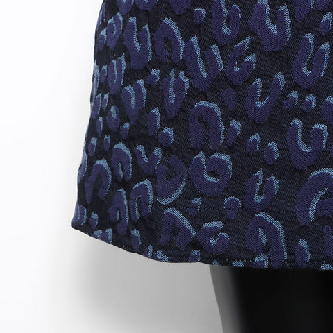 Louis Vuitton Louis Vuitton Größe: 36 Leopard Zip-up-Baumwollkleid Blau WS11822