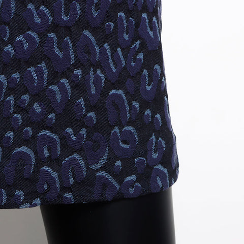 Louis Vuitton Louis Vuitton Größe: 36 Leopard Zip-up-Baumwollkleid Blau WS11822