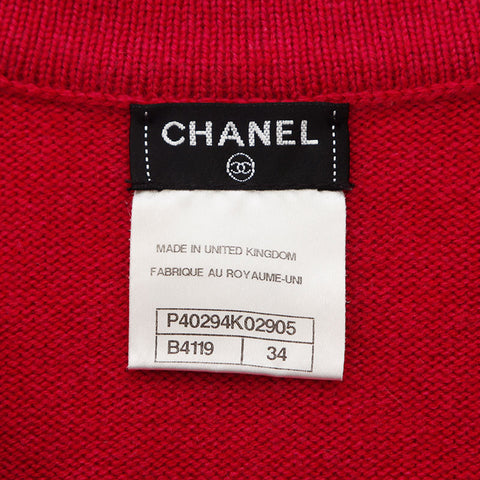 Chanel Chanel Taille: 34 Coco Mark Button Cashmere P40294 Cardigan Rose WS11831