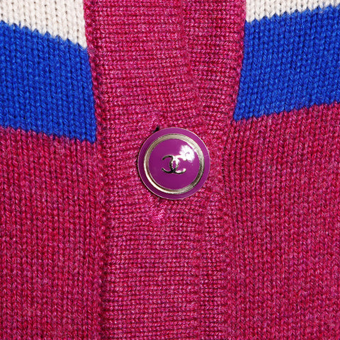 Chanel Chanel Größe: 34 07c 2007 Border Cashmere Coco Button Cardigan Purple WS11834