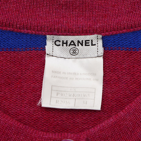 Chanel Chanel Größe: 34 07c 2007 Border Cashmere Coco Button Cardigan Purple WS11834