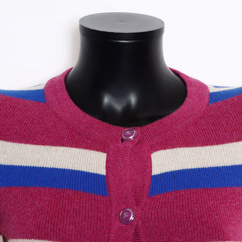 Chanel Chanel Größe: 34 07c 2007 Border Cashmere Coco Button Cardigan Purple WS11834