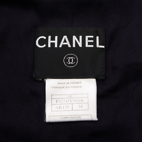 シャネル CHANEL Size:34 ツイード ノーカラー ダブル 08C 2008 ジャケット ネイビー WS11837