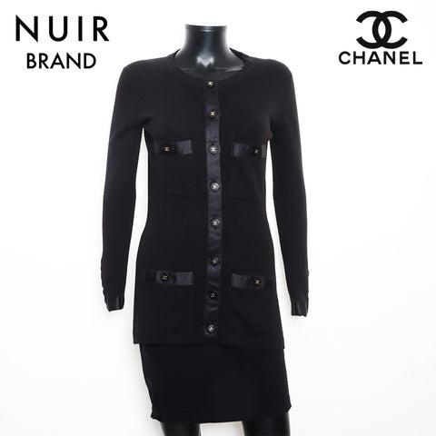 Chanel CHANEL Size:38 Cashmere Coco Button 95A 1995s Setup Black WS11838