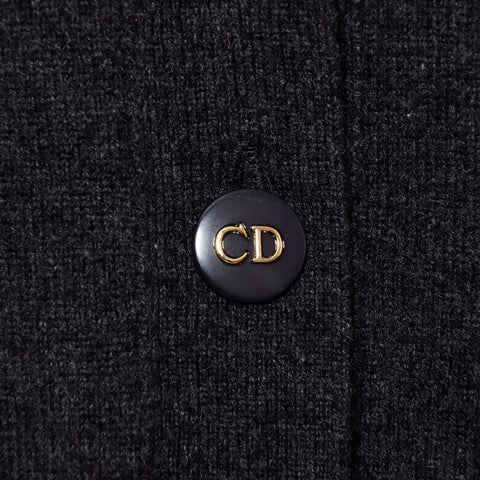 Christian Dior Christian Dior Wool CD Button Taille: L des années 1990 Cardigan Gray WS11843