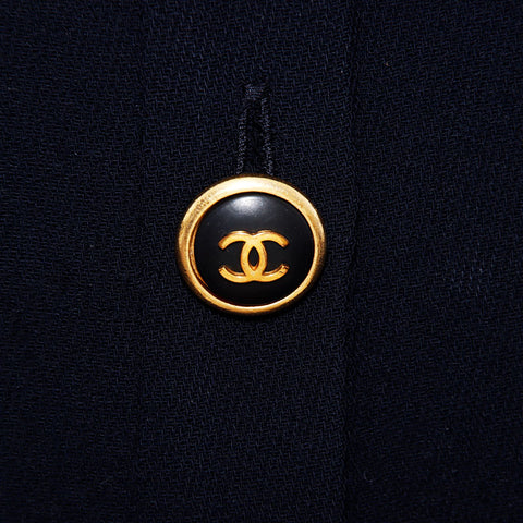 Chanel Chanel Wool Coco Button Taille: 42 93p 1993 One Piece Navy WS11844