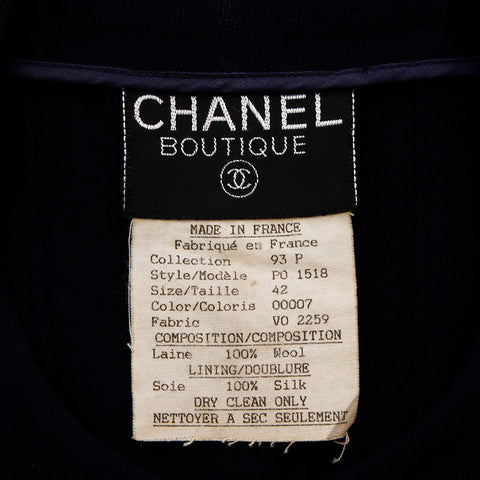 Chanel Chanel Wool Coco Button Taille: 42 93p 1993 One Piece Navy WS11844